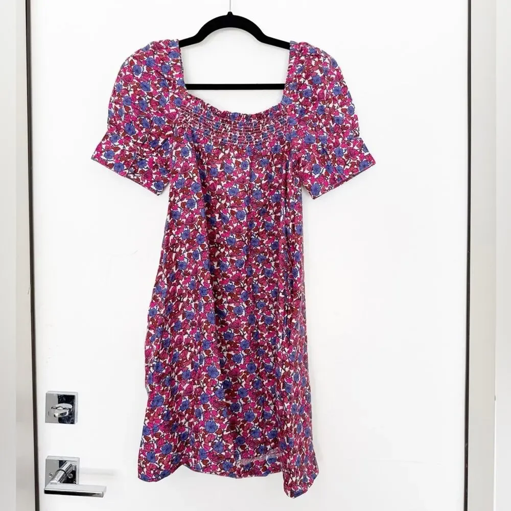 J.Crew Afternoon Linen Dress in Berry Floral